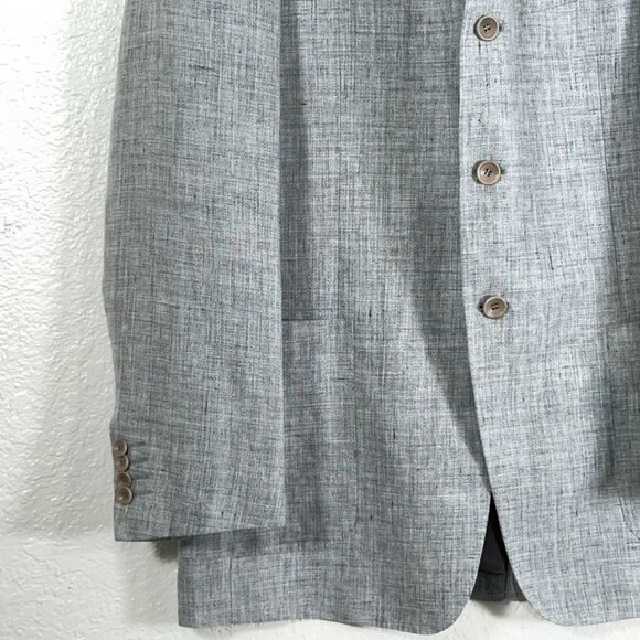 Pull Pal Zileri 100% Linen 3 Button Blazer in Light Grey Heather Men's Size 42R - Picture 4 of 12